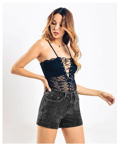 LOOSE-FOOTED ROLL-UP SHORTS PANTS