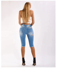 STRETCH HOLES SHORT JEANS