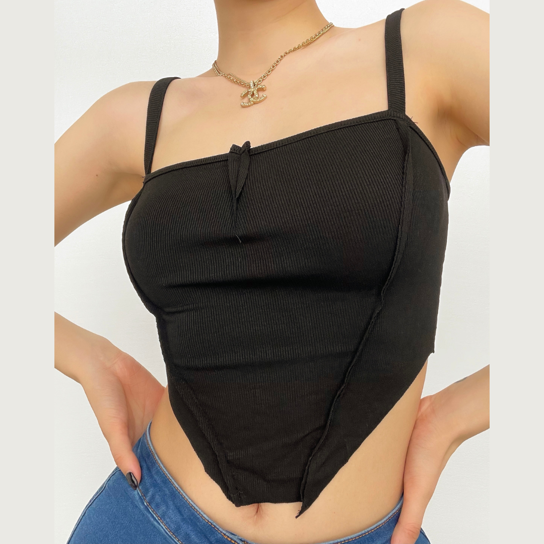 Solid ribbed stitch cami top