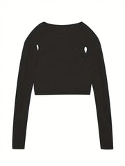 Black Long Sleeve Loose Casual Top