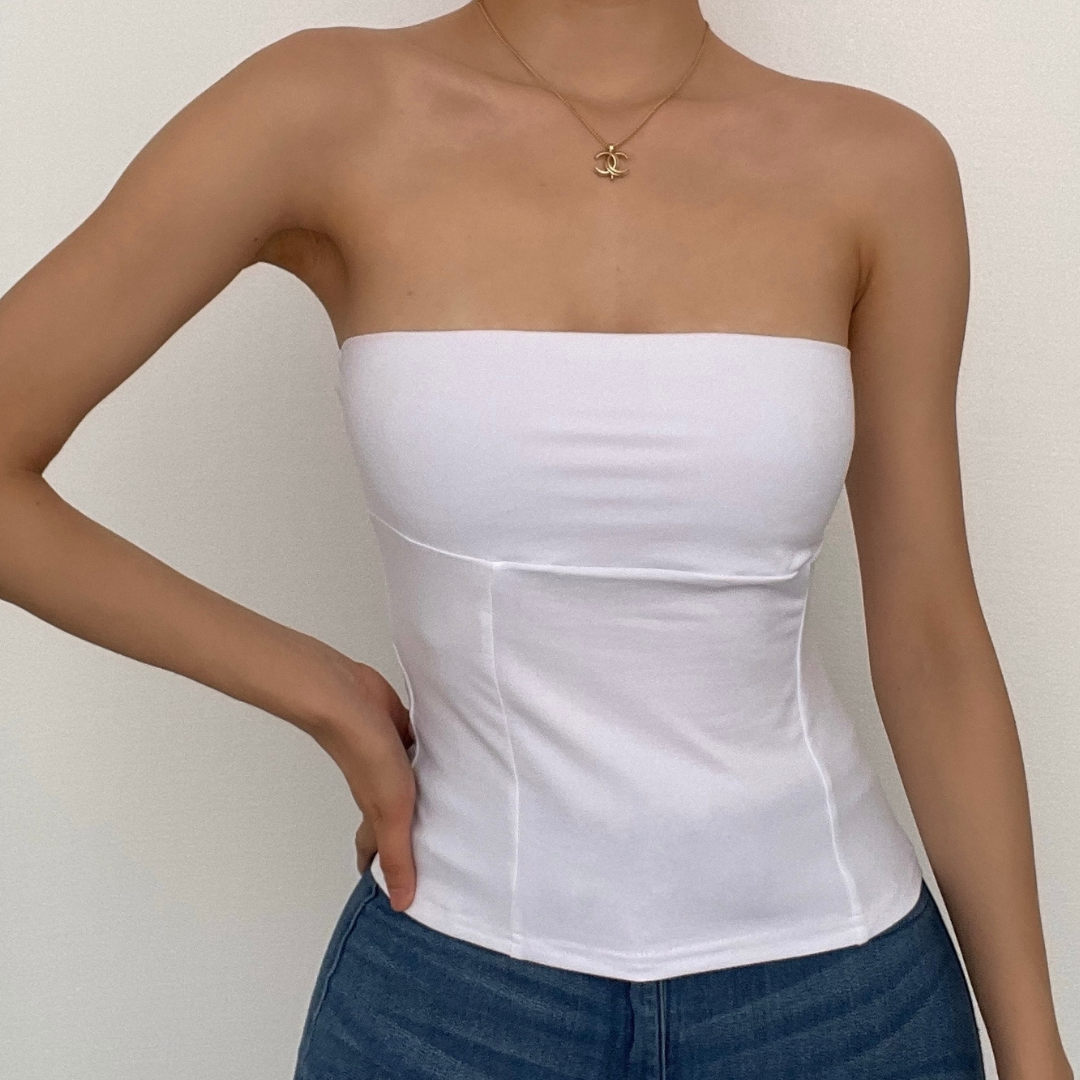 Solid backless sleeveless tube top