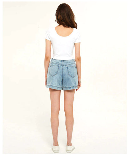 LOOSE SHORTS THIN HIGH WAIST JEANS