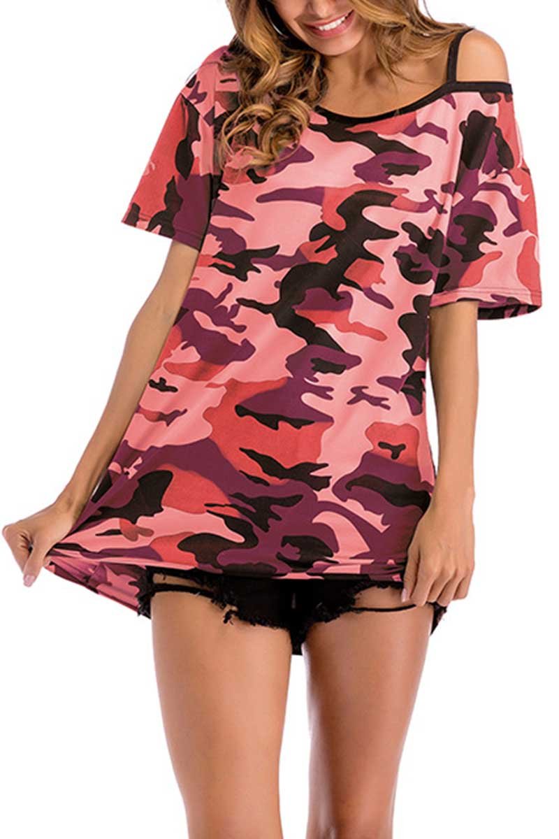 CityHottie Camouflage Strapless T-shirt