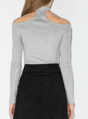 HALTER SLASH NECK FULL SLEEVE LADY SLIM TOPS