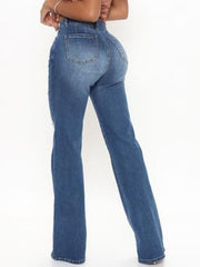 Raw Hem High Waist Flare Jeans