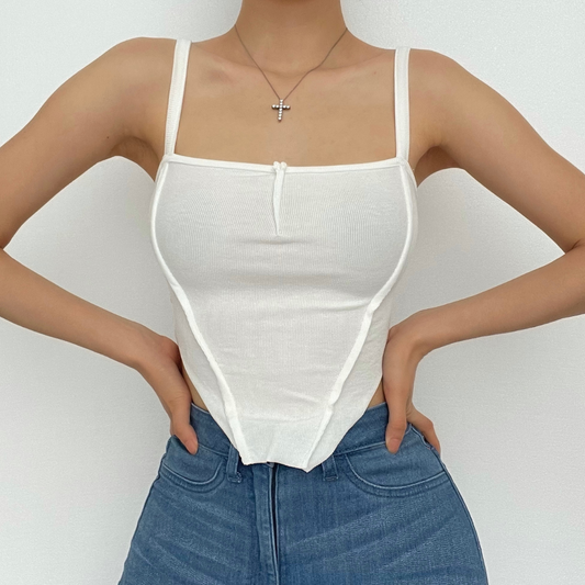 Solid ribbed stitch cami top