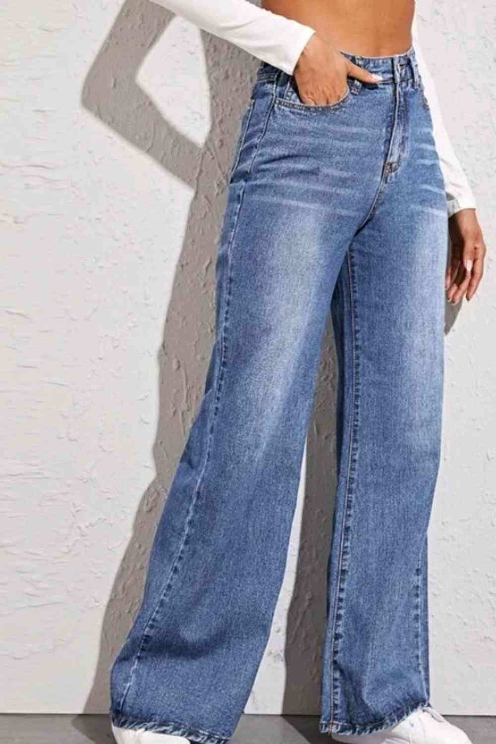 High Waist Wide Leg Jeans Dusty Blue bottoms clothes Jeans Ship From Overseas Women's Bottoms X@Y@K