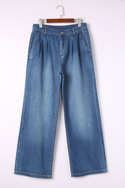 Blue Slouchy Wide Leg Jeans