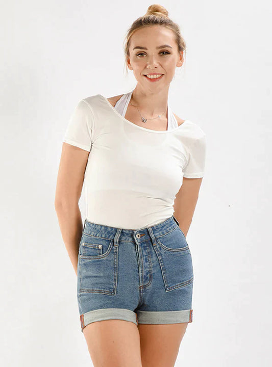 WOMEN HEMMED JEANS SHORTS