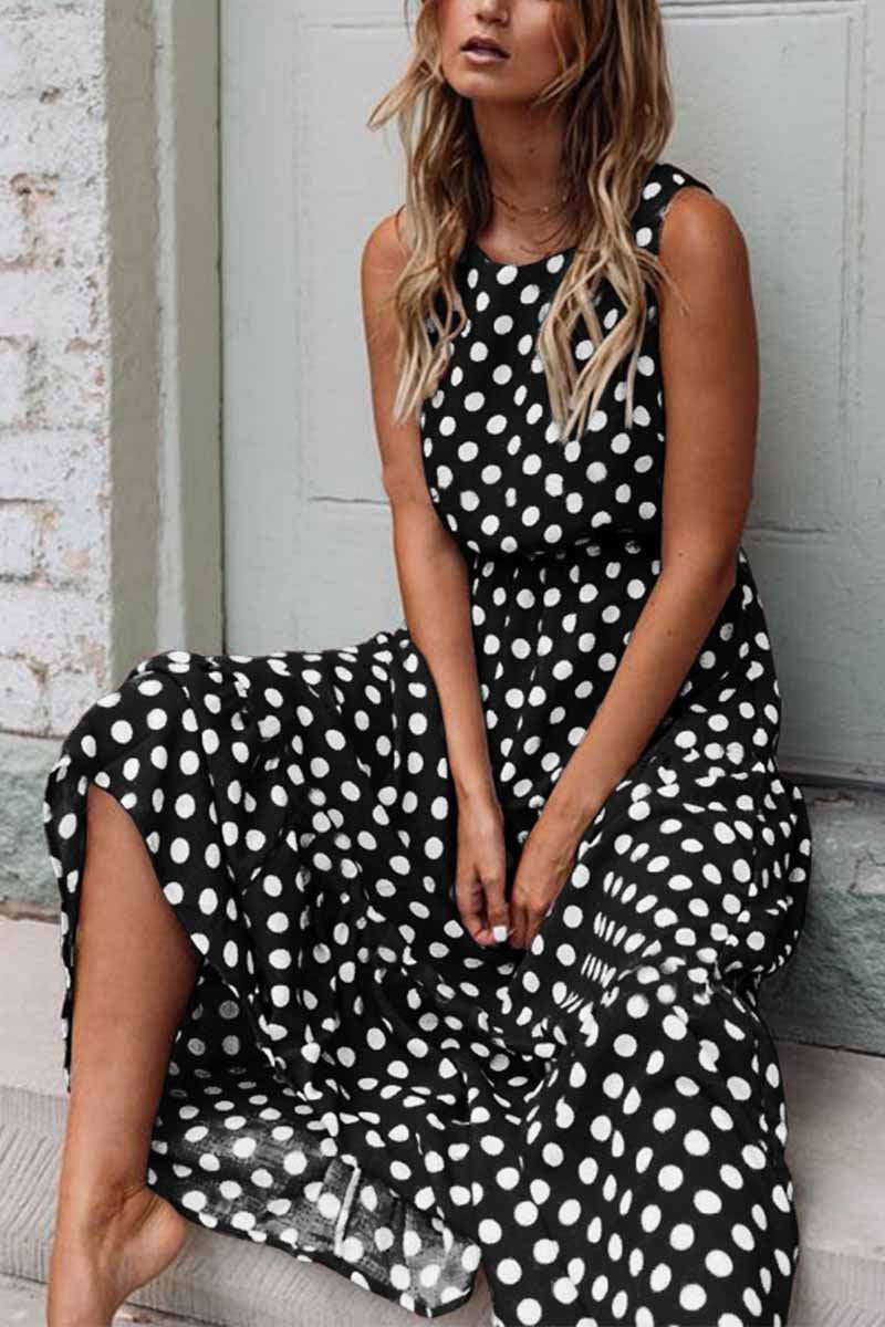 CityHottie Polka Dot Round Neck Dress（5 colors）