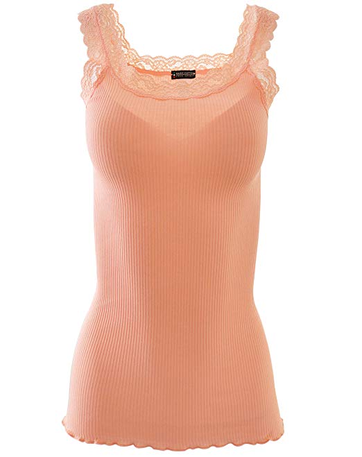 Premium Quality 100% Cotton Women's Lace Trim Tank Top