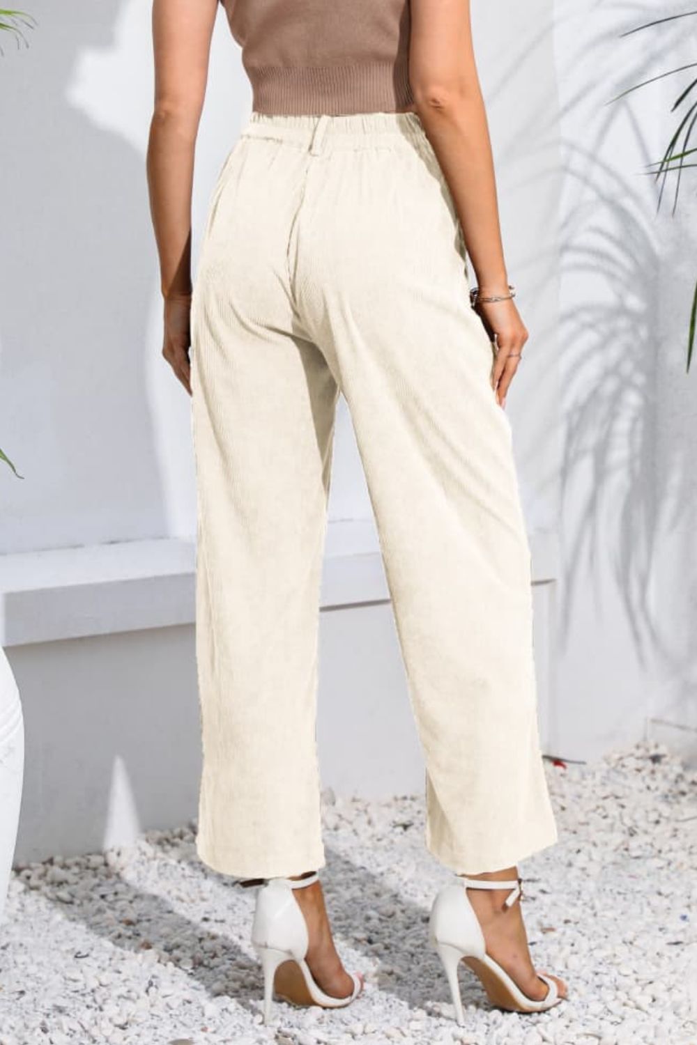 CityHottie - Buttoned  Straight Hem Long Pants