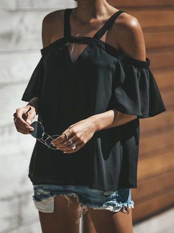 Romance Sleeves Off Shoulder Blouses&shirt Tops