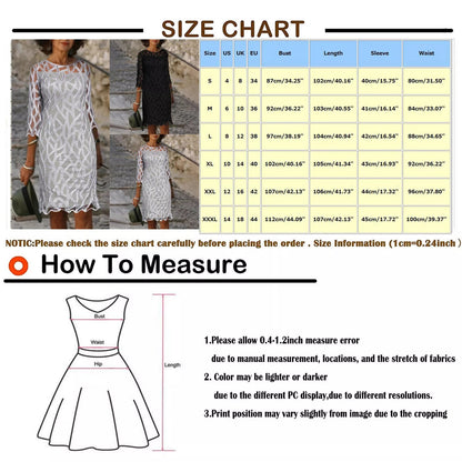 CityHottie - Fashion Trends Embroidered Dress Half Sleeve Casual Dress Sexy See-through Patchwork Lace Party Dress Women Fashion O Neck Loose Pullover Dress