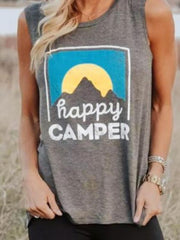 Fancy Round-Neck Printed Sleeveless T-Shirt