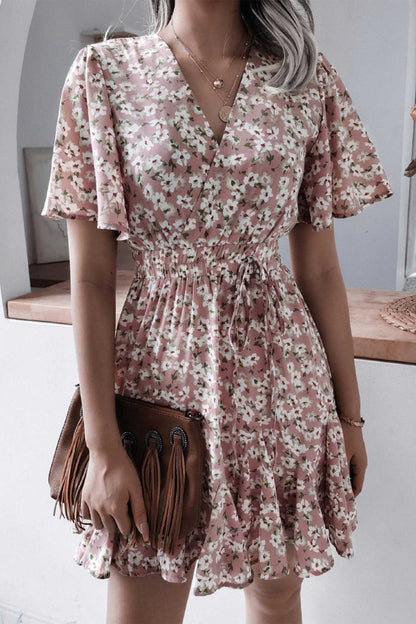 Floral Print Chiffon Mini Dress