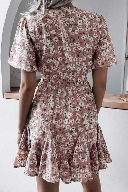 Floral Print Chiffon Mini Dress