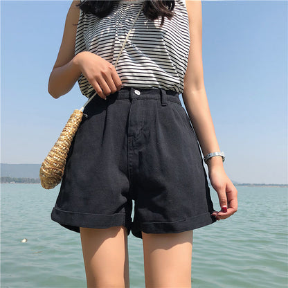 CityHottie - Fashion Korean Distressed Sexy Vintage Aesthetic High Waist Trendy Hot Casual Women's Jeans Short Pants Denim Shorts Summer