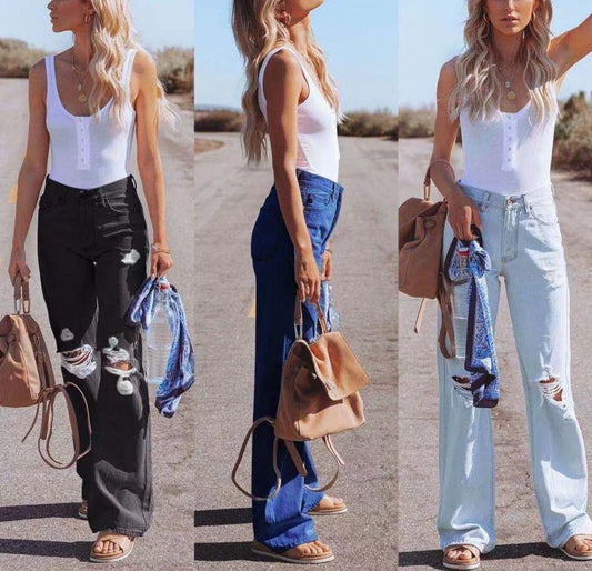 CityHottie - Spring Casual Baggy Jeans Women Fashion High Waist Jeans Mom Denim Trousers Overalls Oversize Boyfriend Pants Vintage