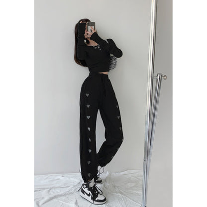 CityHottie - Smiley Embroidery Sweatpants