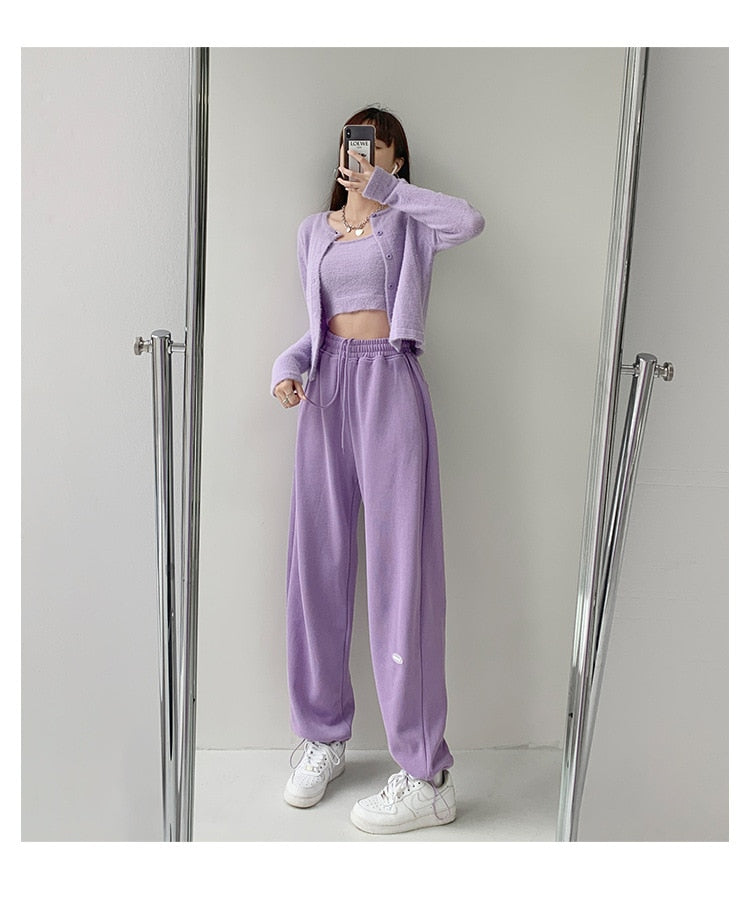 CityHottie - Smiley Embroidery Sweatpants