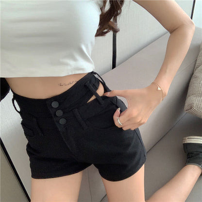 CityHottie - Fashion Korean Distressed Sexy Vintage Aesthetic High Waist Trendy Hot Casual Women's Jeans Short Pants Denim Shorts Summer