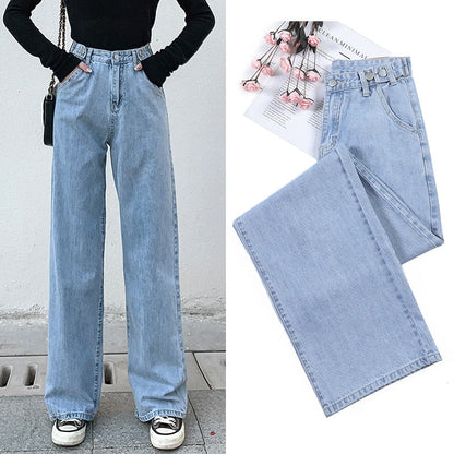 CityHottie - streetwear high waist women's fashion jeans woman girls women wide leg pants trousers female trousers denim bagge mom jeans