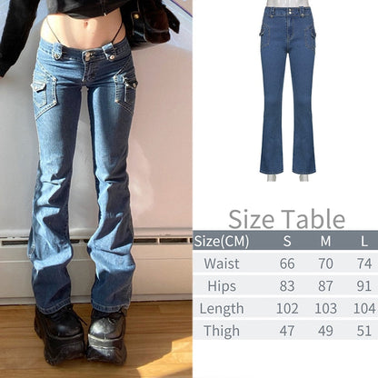 CityHottie - New Printed Baggy Y2K Jeans Women's Low Waist jeans Autumn Winter Oversize Wide Leg Baggy Pants Casual Cargo Trousers