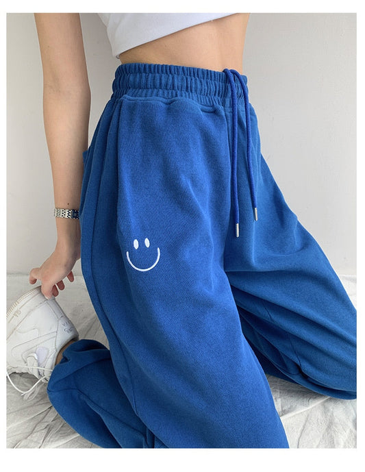 CityHottie - Smiley Embroidery Sweatpants