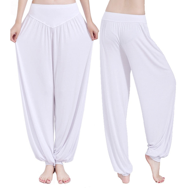 CityHottie - Women Harem Pants Casual Loose Cotton Solid Elastic Waist Wide Leg Pants Plus Size Loose Long Bloomers Trousers 15 Colors