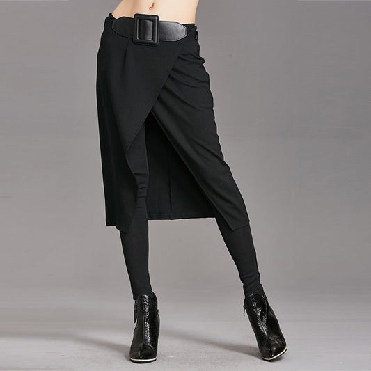 CityHottie - Spring Autumn Women Pants High Stretch Black Fake Two Pieces Pencil Skirt Pants Female Fashion Trousers Streetwear WP24