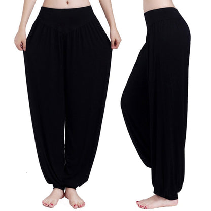 CityHottie - Women Harem Pants Casual Loose Cotton Solid Elastic Waist Wide Leg Pants Plus Size Loose Long Bloomers Trousers 15 Colors