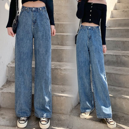 CityHottie - streetwear high waist women's fashion jeans woman girls women wide leg pants trousers female trousers denim bagge mom jeans