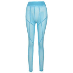 CityHottie - New Sexy See-through Black High Waist Long Trousers Casual Sweatpants Women Autumn Elastic Pencil Pants Mesh Leggings