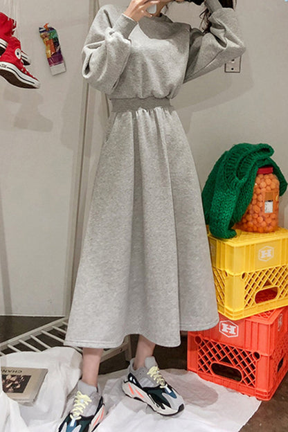 High Elastic Waist Sweatshirt Dress