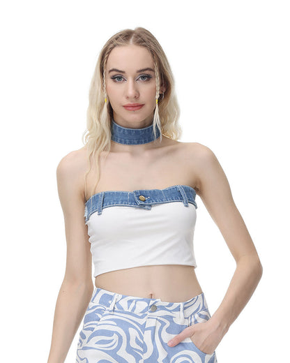 Denim Belt Tube Top