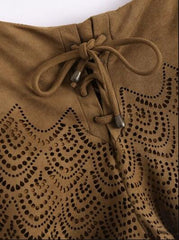 Gorgeous Laser Cut Lace-up Suede Shorts