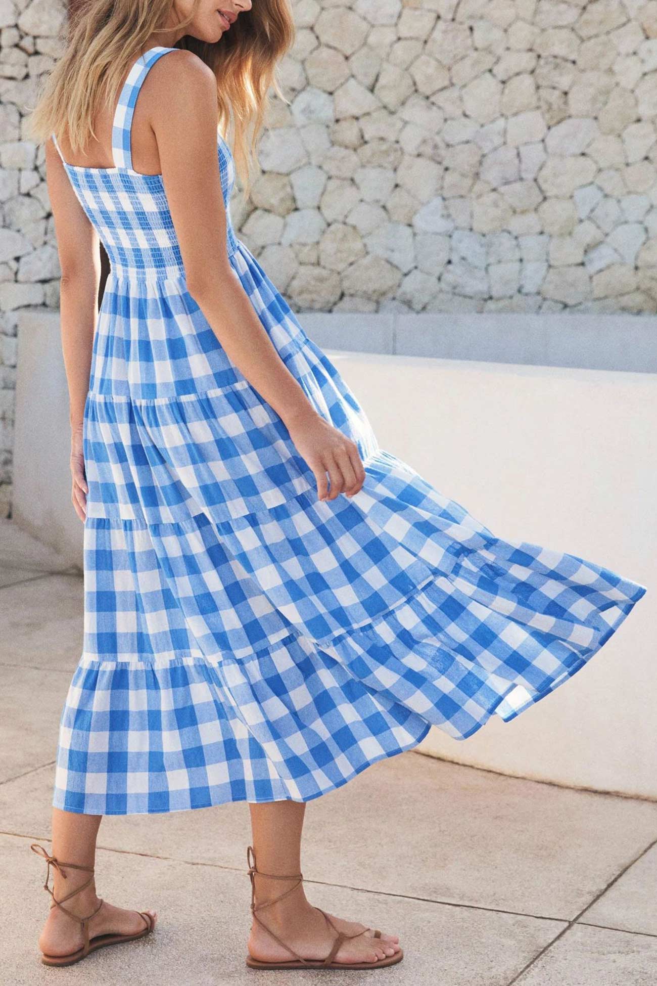 Plaid Print Tiered Cami Dress