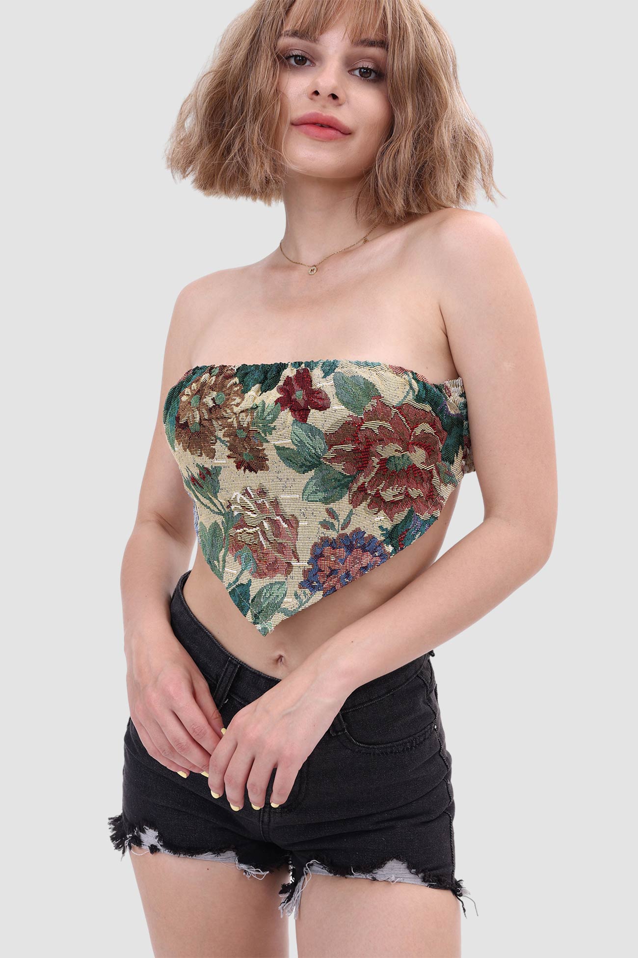 Printed Panelled Tube Top