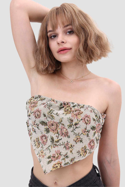 Printed Panelled Tube Top