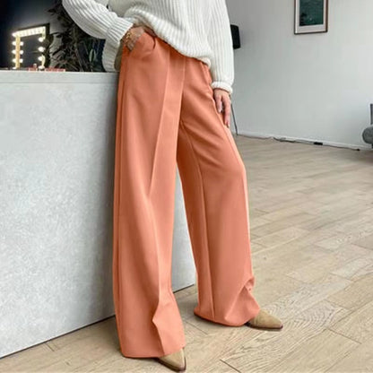 CityHottie - Outfits Trends New Spring Summer Women's Casual Straight Classic Green Black Rose Red High Waist Pants Korean Wide Leg Trousers for Women