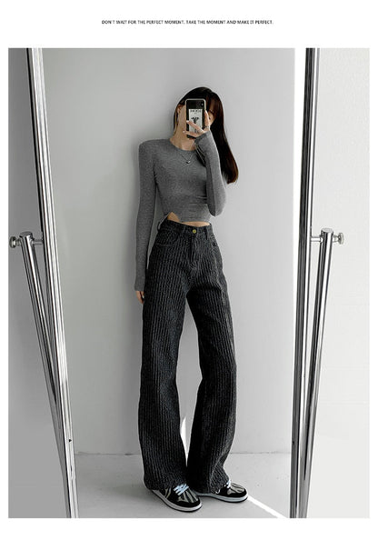 CityHottie - Women Jeans High Waist Casual Streetwear y2k Baggy Office Lady New Fashion Korean Denim Trousers Female Straight Wide Leg Pants