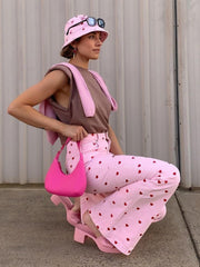 CityHottie - 2024 Fashion Trends Y2K Pink Pants Heart Printed Sweet Trousers Vintage Aesthetic Party Pants Pockets Joggers Festival Outfits Women New