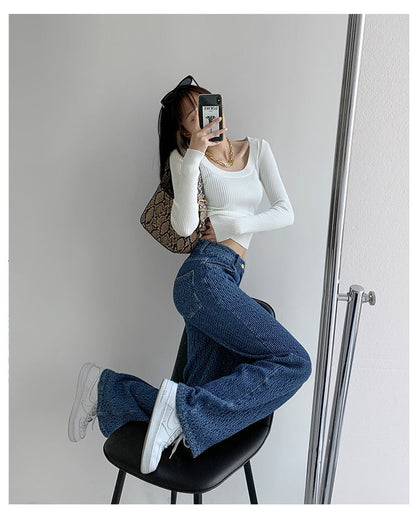 CityHottie - Women Jeans High Waist Casual Streetwear y2k Baggy Office Lady New Fashion Korean Denim Trousers Female Straight Wide Leg Pants