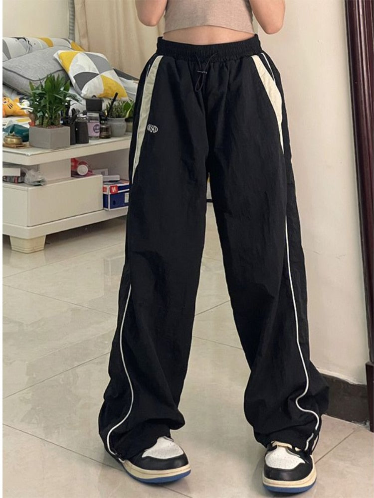 CityHottie - Casual Baggy Pants Women Vintage Oversized Hip Hop Joggers Harajuku Streetwear BF Female Sweatpants Wide Leg Trousers