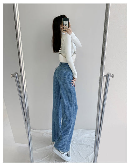 CityHottie - Women Jeans High Waist Casual Streetwear y2k Baggy Office Lady New Fashion Korean Denim Trousers Female Straight Wide Leg Pants