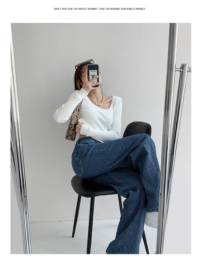 CityHottie - Women Jeans High Waist Casual Streetwear y2k Baggy Office Lady New Fashion Korean Denim Trousers Female Straight Wide Leg Pants