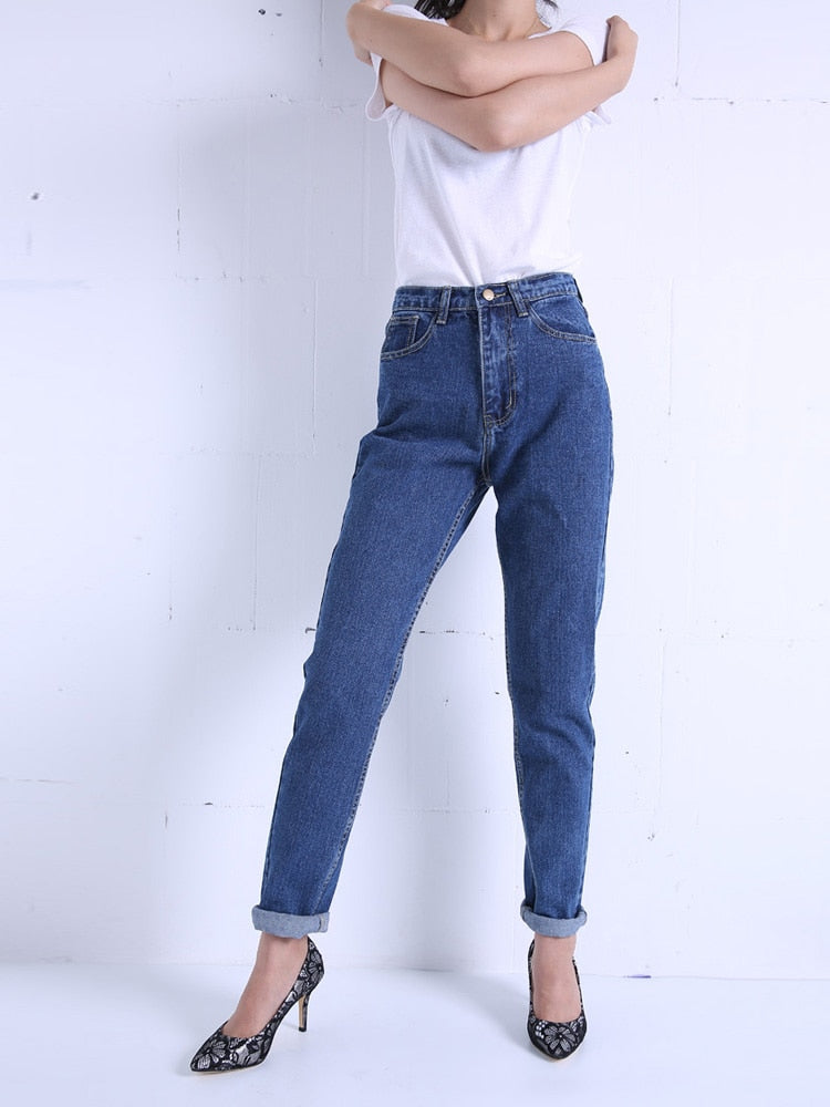 CityHottie - Harem Pants Vintage High Waist Jeans Woman Boyfriends Women's Jeans Full Length Mom Jeans Cowboy Denim Pants Vaqueros Mujer