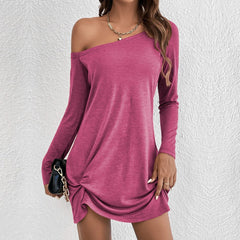CityHottie - 2024 Summer New Women's Wear European and American Long Sleeve Loose Solid T-shirt Casual Dress