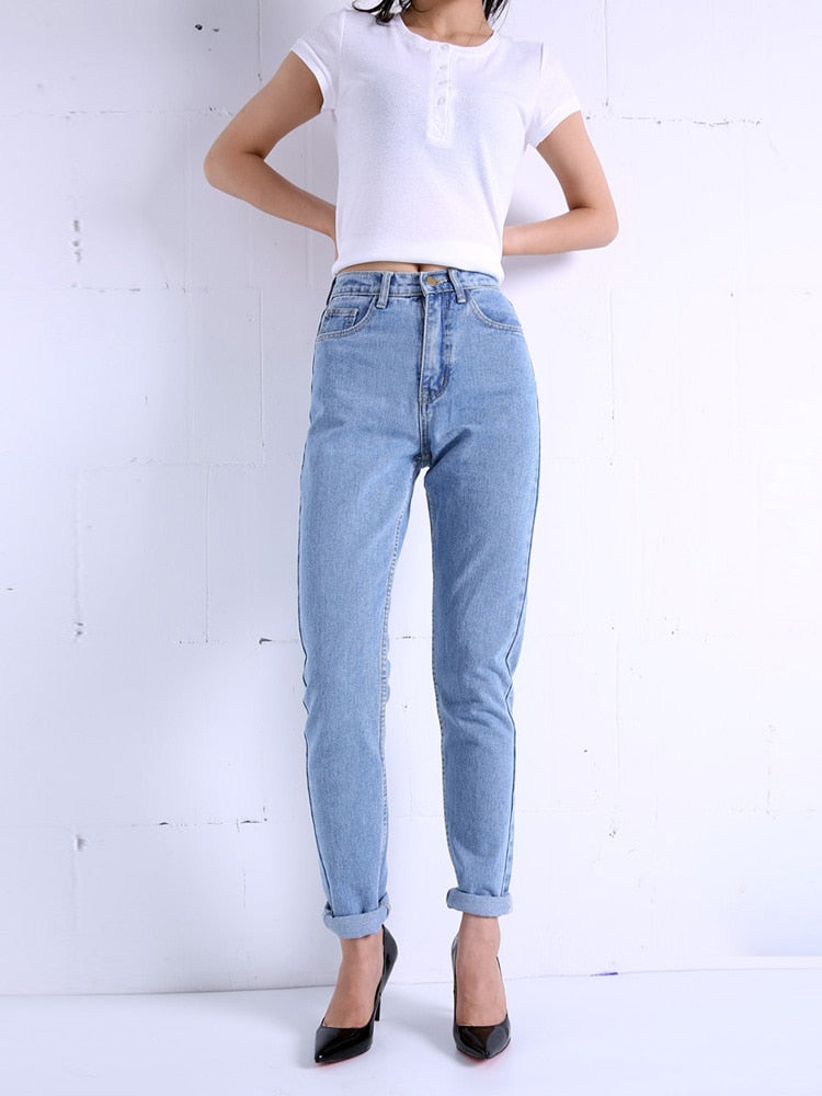 CityHottie - Harem Pants Vintage High Waist Jeans Woman Boyfriends Women's Jeans Full Length Mom Jeans Cowboy Denim Pants Vaqueros Mujer